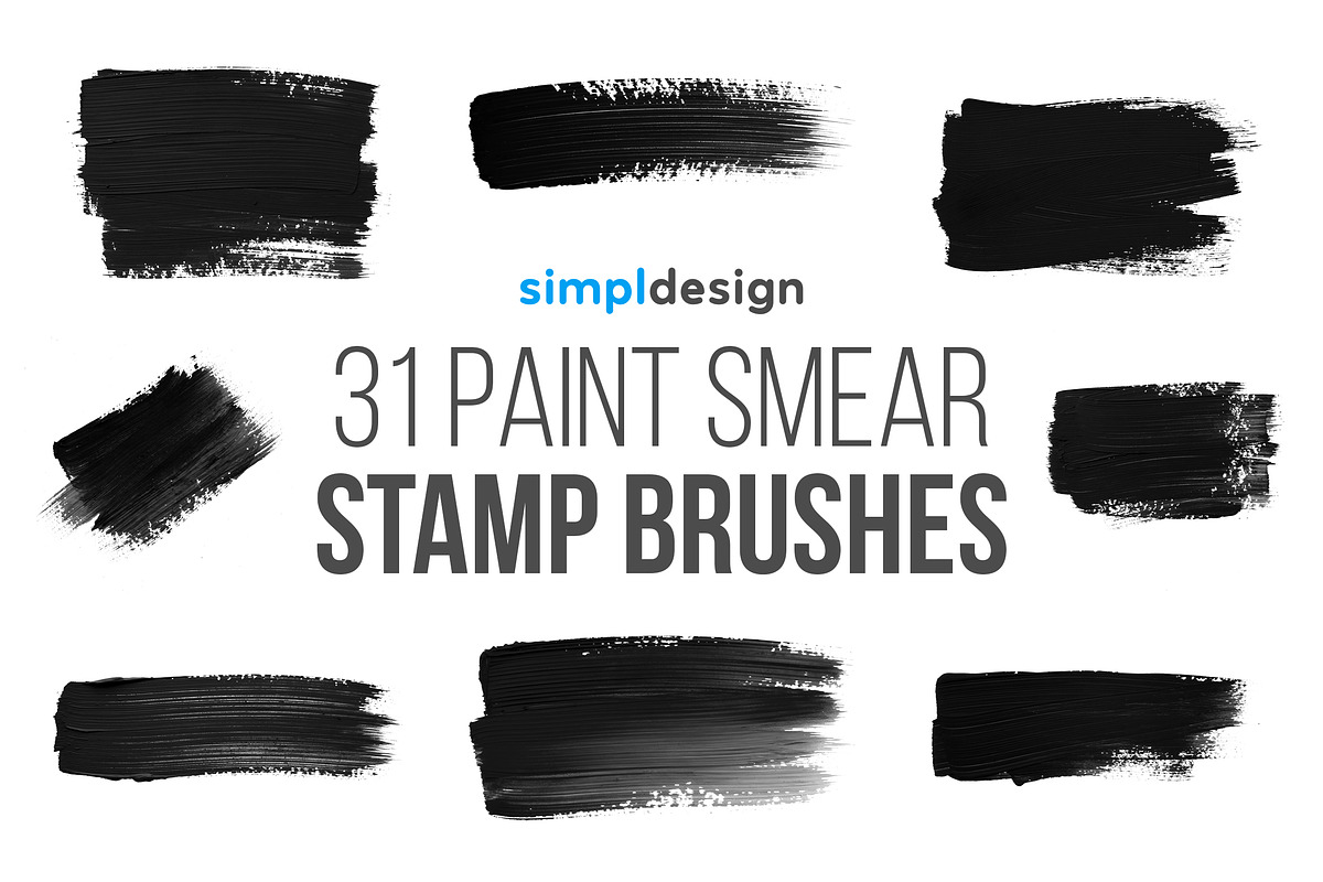 31 Paint Smear Photoshop Brushes, a Brush Add-On by SimplDesign (Photo 1 of 3)