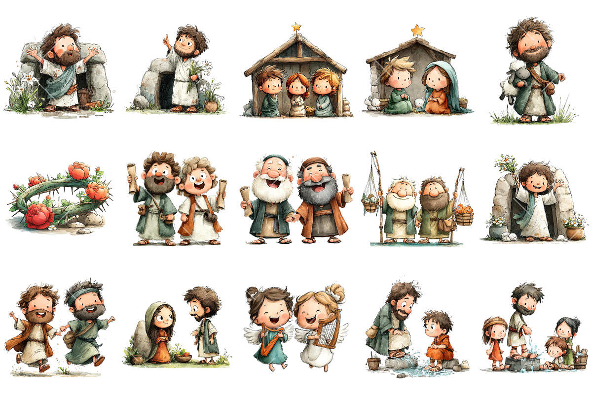 Whimsical Nativity Scene Clipart, an Illustration by OK Design (Photo 3 of 6)