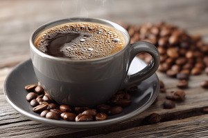 Steaming cup of rich aromatic coffee, a Food & Drink Photo by MistyDay