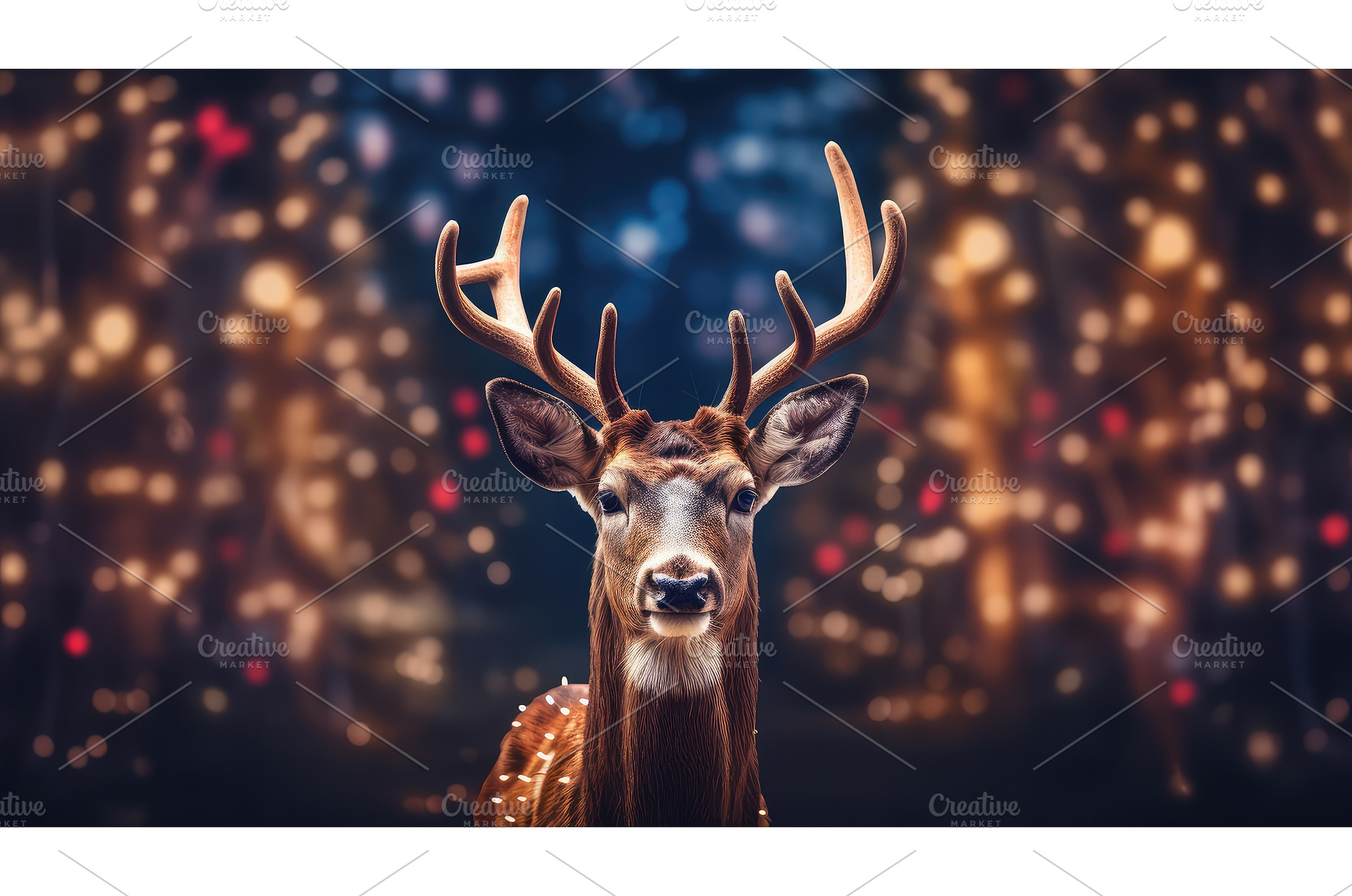 red rudolph with lights ai generated, a Holiday Photo by pikepicture