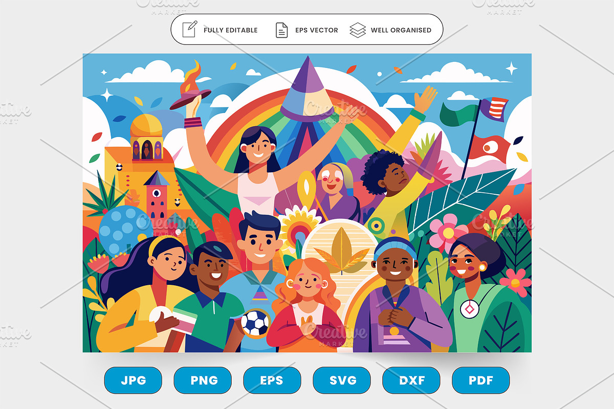 A diverse group of people standing i, a Graphic by SaroStock