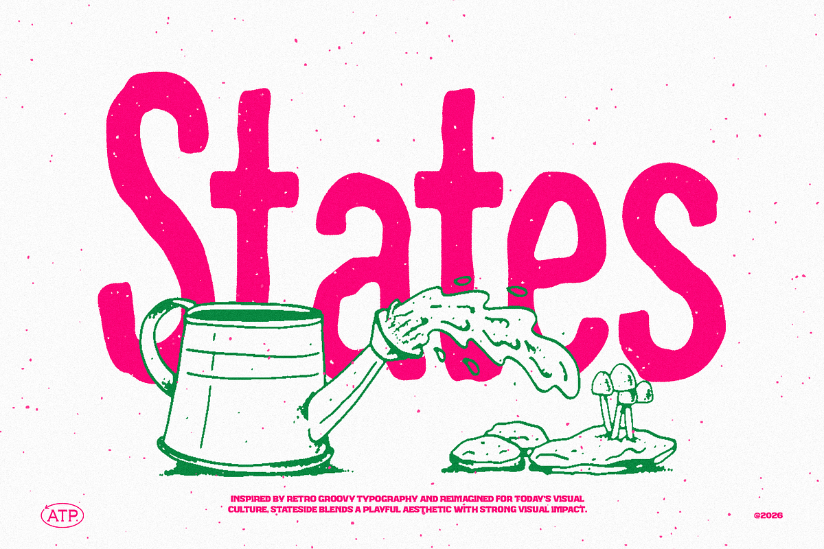 Stateside - Retro Groovy Font, a Sans Serif Font by Typeparties (Photo 2 of 12)