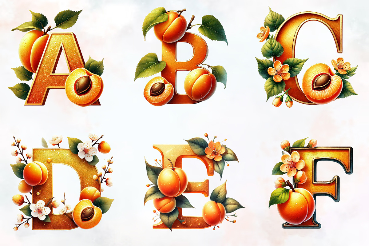 Spring apricot Alphabet clipart, an Illustration by RobertsArt (Photo 4 of 7)