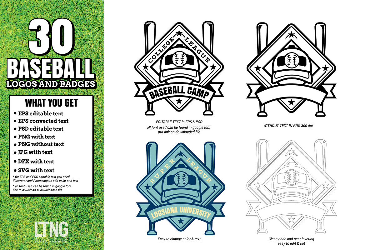 30 Baseball logos and badges, an Object Graphic by LTNG STUDIO (Photo 2 of 5)