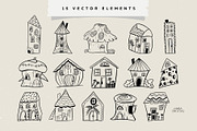 Wooden House Lineart Vector Cliparts, an Illustration by Mia Digital (Thumbnail 2 of 5)