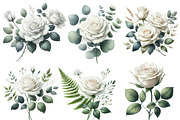 Watercolor White Roses Clipart, an Illustration by Designworld (Thumbnail 4 of 5)
