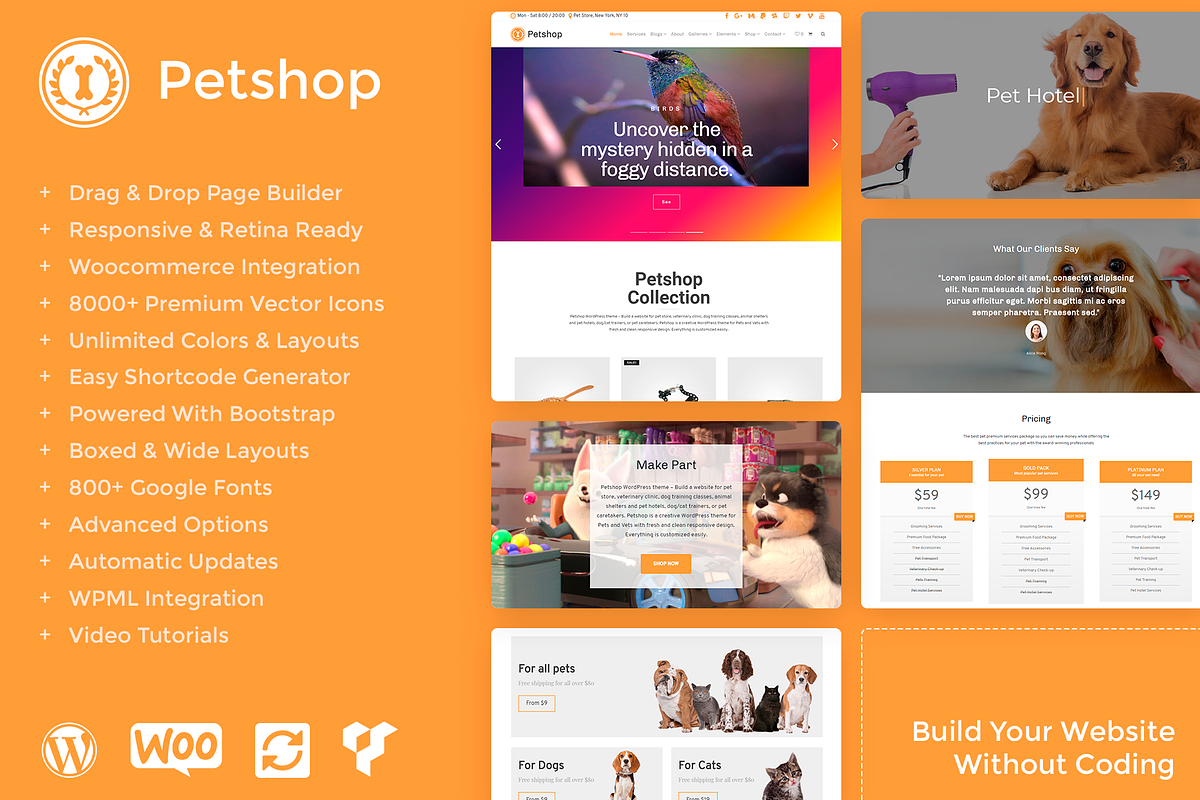 Petshop & Pet Care WordPress Theme, a WordPress Template by Visualmodo (Photo 1 of 30)