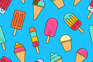 Seamless Pattern With Ice Cream