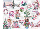 Western Christmas Clipart, a Seasonal Illustration by GlamArtZhanna (Thumbnail 6 of 6)