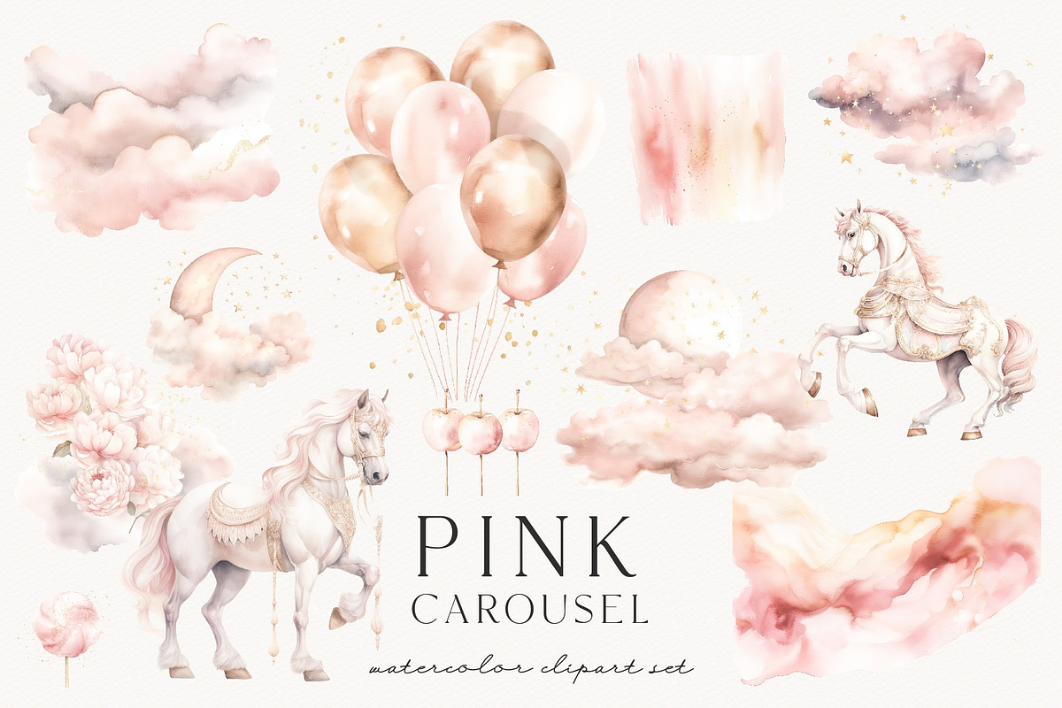 Pink Carousel, a Decorative Illustration by PeDe Designs (Photo 3 of 7)