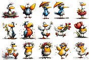 Funny Spring Bird Clipart, an Illustration by OK Design (Thumbnail 3 of 6)