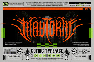 Maytorm Modern Metal Typeface, a Blackletter Font by alit design