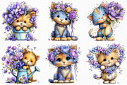 Whimsical Floral Cat Clipart Bundle, a Seasonal Illustration by Craft Nest (Thumbnail 4 of 12)