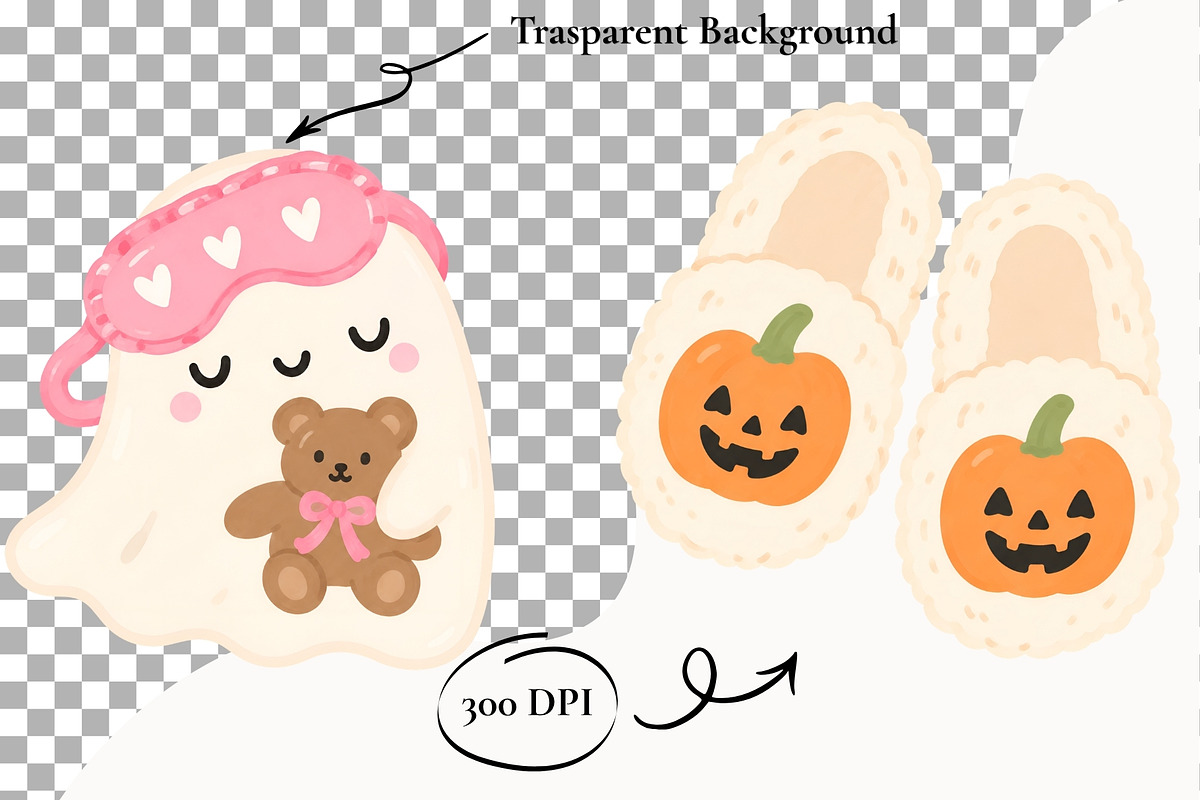 Halloween Sleepover Clipart Preppy, a Seasonal Illustration by SugarCloudStudioArt (Photo 2 of 6)