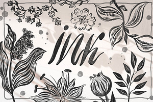 Flower ink hand drawn illustration