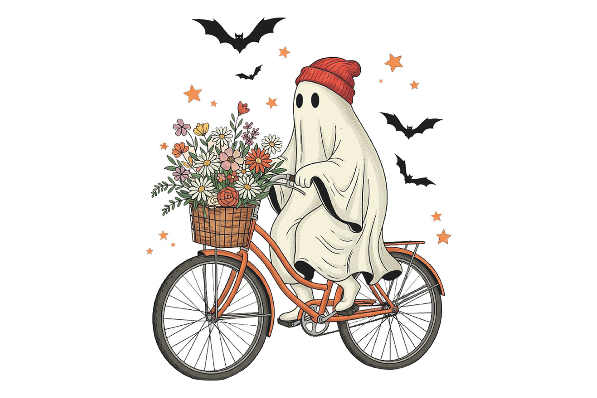 Retro Ghost Fall Autumn Halloween, an Illustration by CraftArtStudio (Photo 1 of 4)
