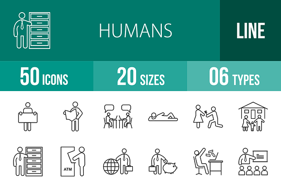 50 Humans Line Icons
