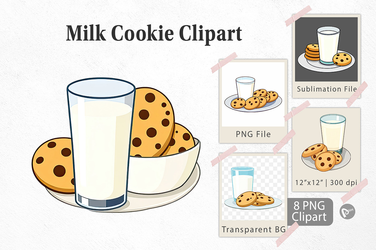 Milk and Cookie Clipart, a Graphic by Artnoy (Photo 1 of 5)