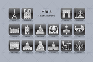 Paris landmark icons (16x)