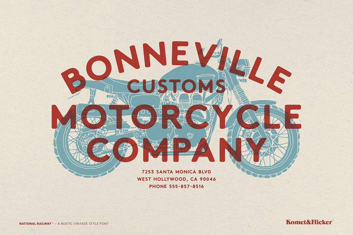 National Railway - A Rustic Font, a Sans Serif Font by Komet & Flicker (Photo 2 of 15)