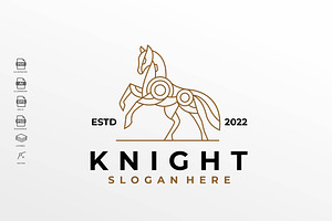 Lineart Knight Horse Tattoo Logo