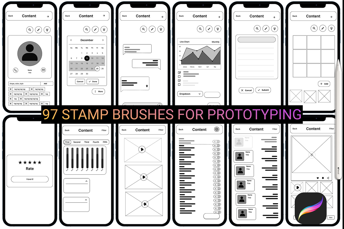 UI KIT Prototyping Procreate, a Brush Add-On by Graphics Resources (Photo 5 of 6)
