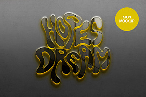 Yellow Neon & Glass Text Effect, a Brushes & More by Design Squad