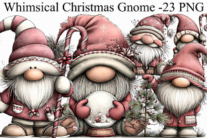 Whimsical Christmas Gnome Clipart, an Illustration by Libby Wishes