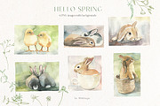 Hello Spring Watercolor ClipArt, an Animal Illustration by whiteheartdesign (Thumbnail 4 of 24)