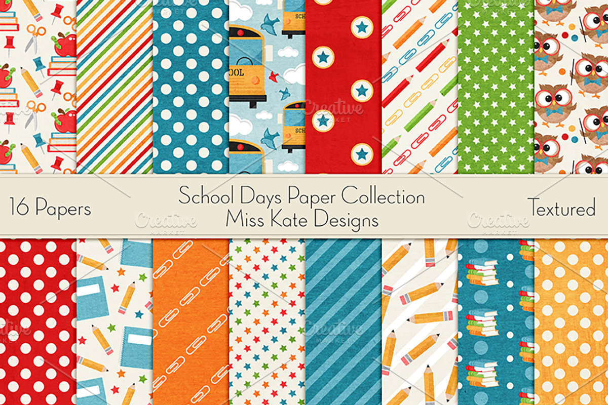School Days Paper Collection, a Pattern Graphic by Miss Kate
