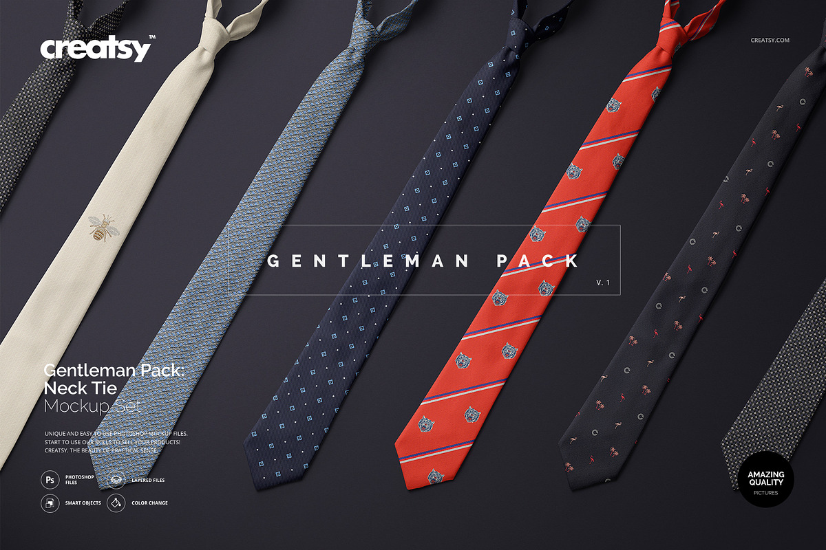 Gentelman Pack v.1: Tie Mockup Set, a Shirt Mockup by creatsy5 (Photo 1 of 15)