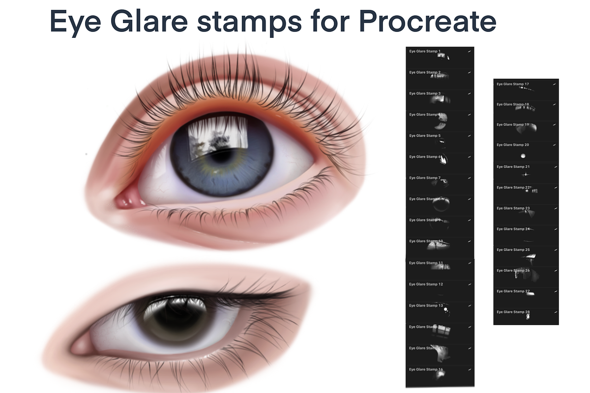 Eye Glare stamps for Procreate app, a Brush Add-On by MessyArtss (Photo 1 of 2)