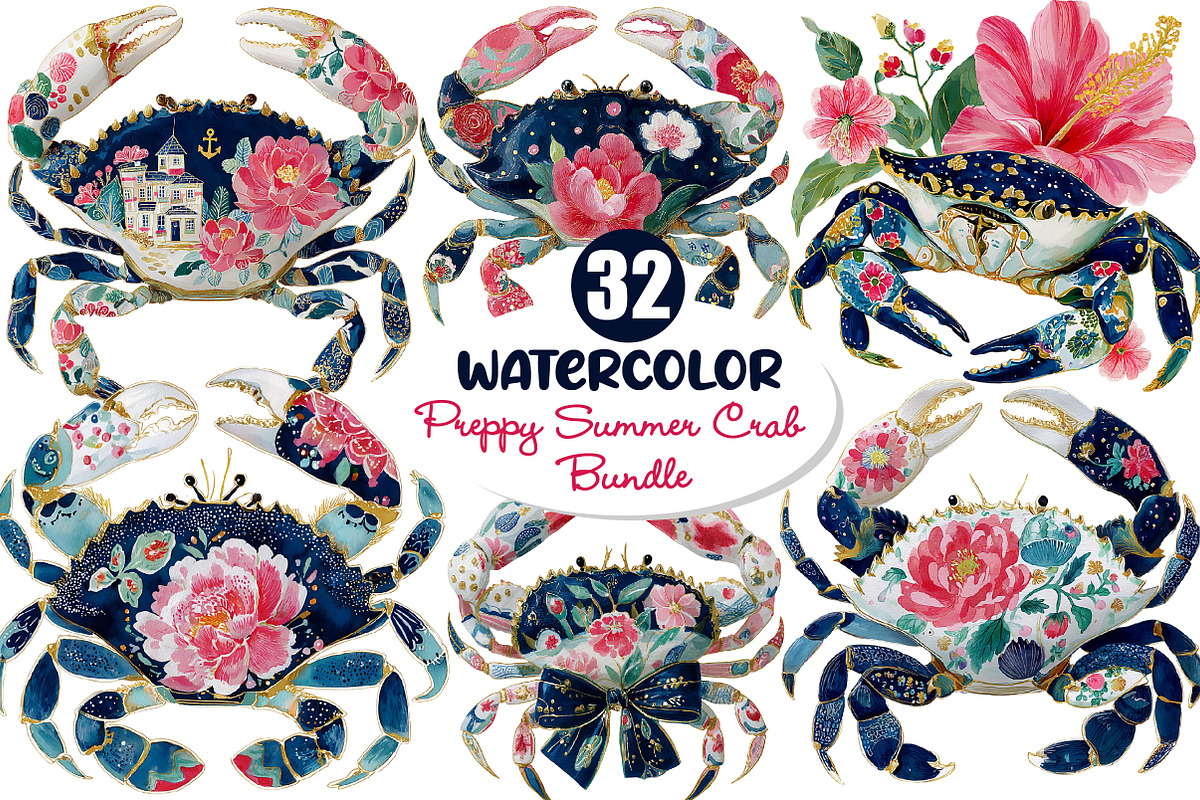 Preppy Summer Crab PNG Clipart, a Seasonal Illustration by Dream Creation (Photo 1 of 8)