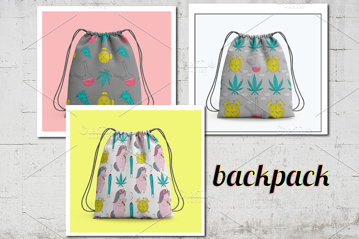Vector cannabis & unicorns patterns, a Background Graphic by lenavetka87 (Photo 5 of 10)