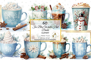 Watercolor Christmas Drinks Clipart