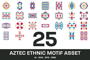25 Aztec Ethnic Motif Asset, a Pattern Graphic by Pikgura