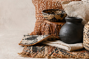 Afrobohemian home interior design featuring eclectic decor and t, a Photo by Dvoevnore photos