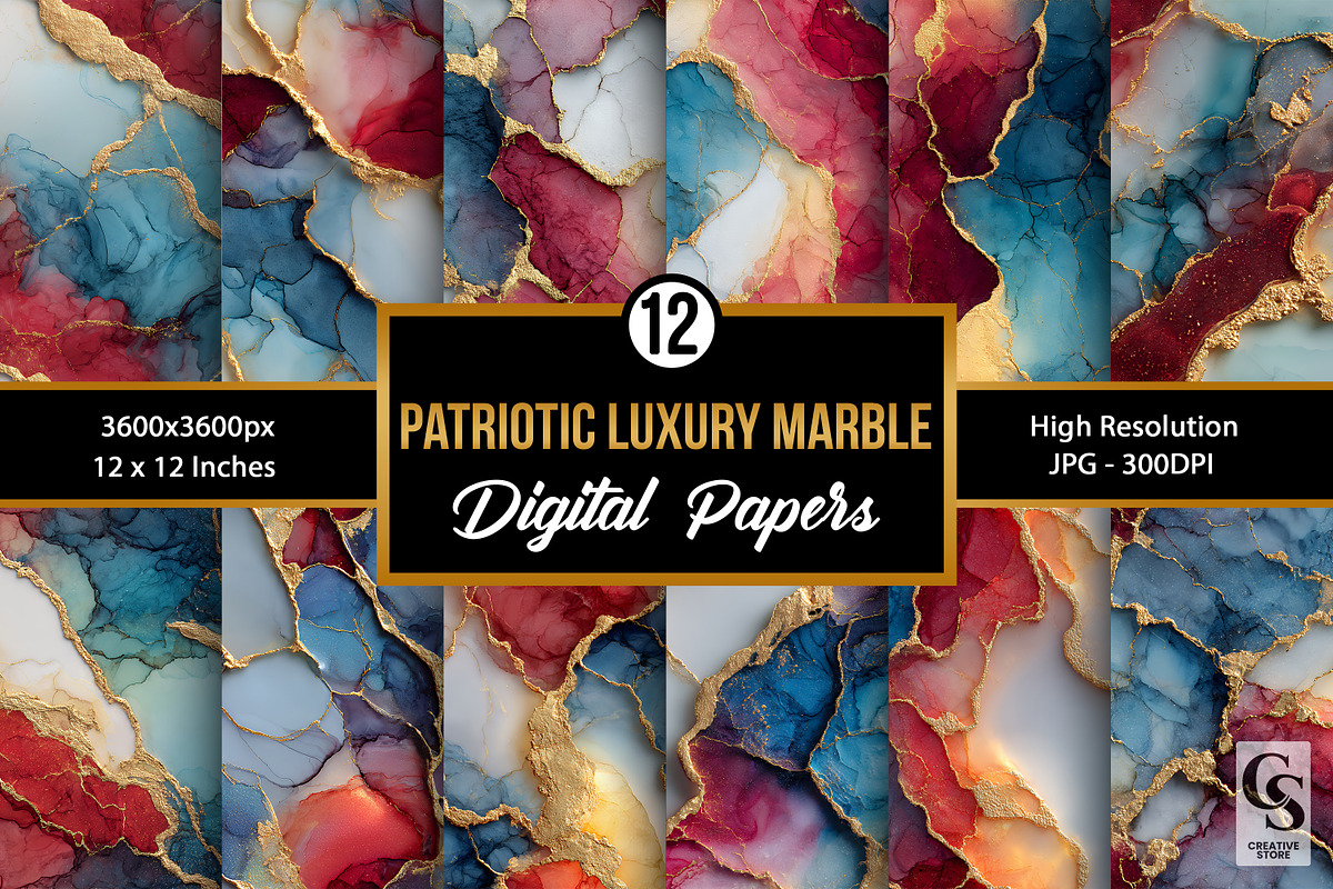 Patriotic Luxury Marble Backgrounds, a Pattern Graphic by Creative Store (Photo 1 of 5)
