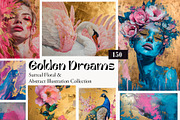 Golden Dreams – Surreal Floral & Abs, a Decorative Illustration by O m N i  Studio (Thumbnail 1 of 16)