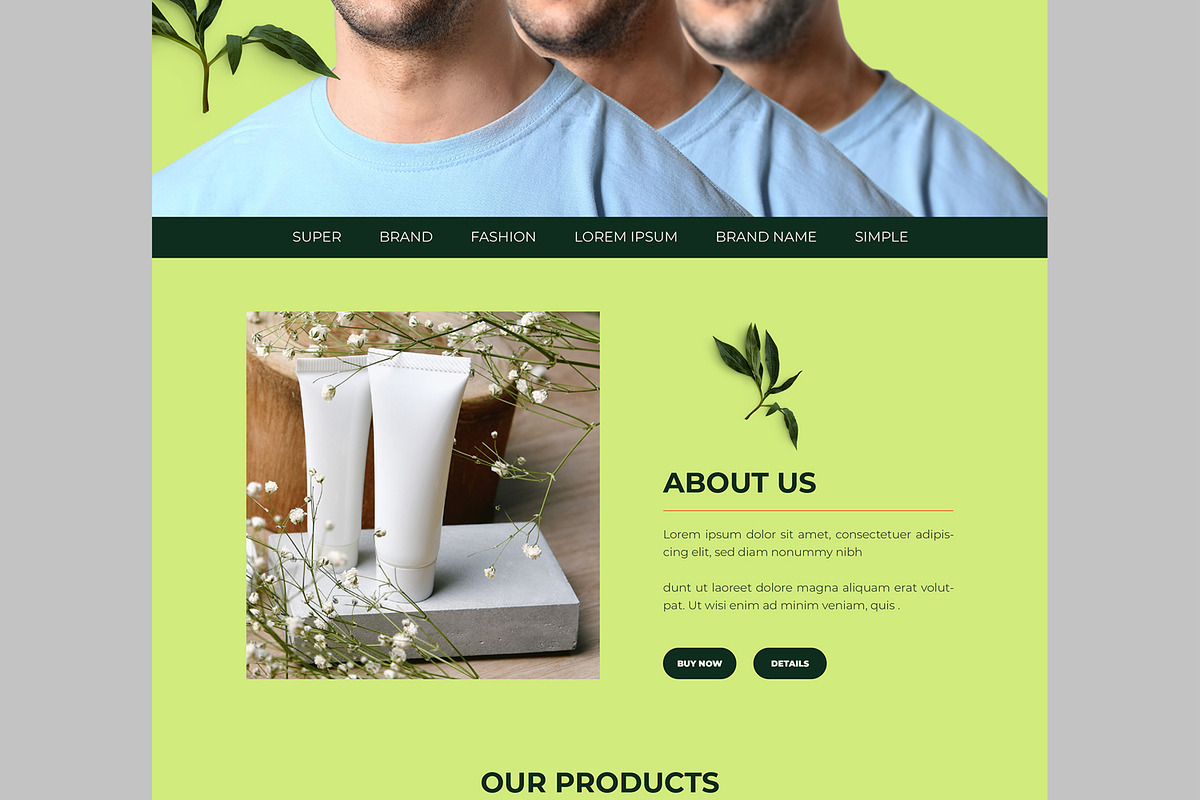 Men Skin Care Products Landing Page, an UI Kit Template by CreativeShaper (Photo 3 of 6)
