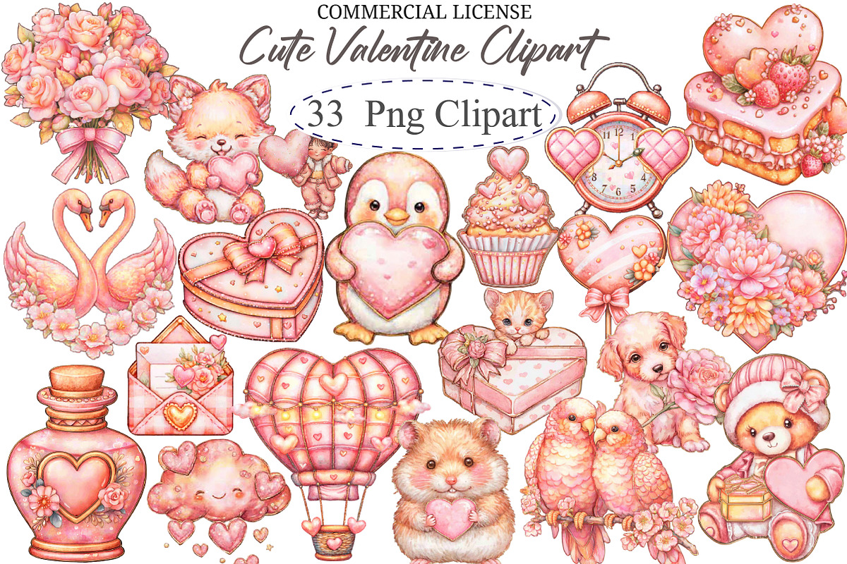 Cute Valentine Clipart, an Illustration by designcity5 (Photo 1 of 5)