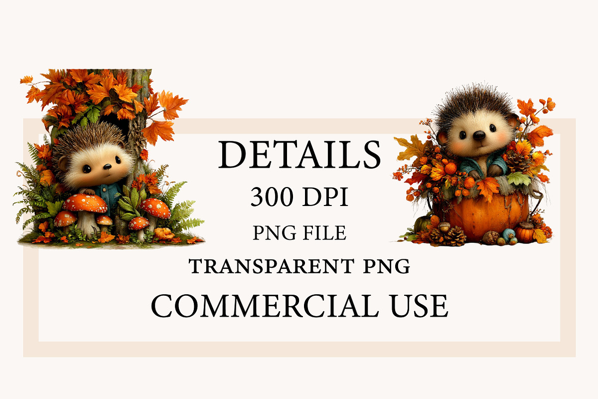 Whimsical Autumn Hedgehog Clipart, a Seasonal Illustration by Designworld (Photo 4 of 10)