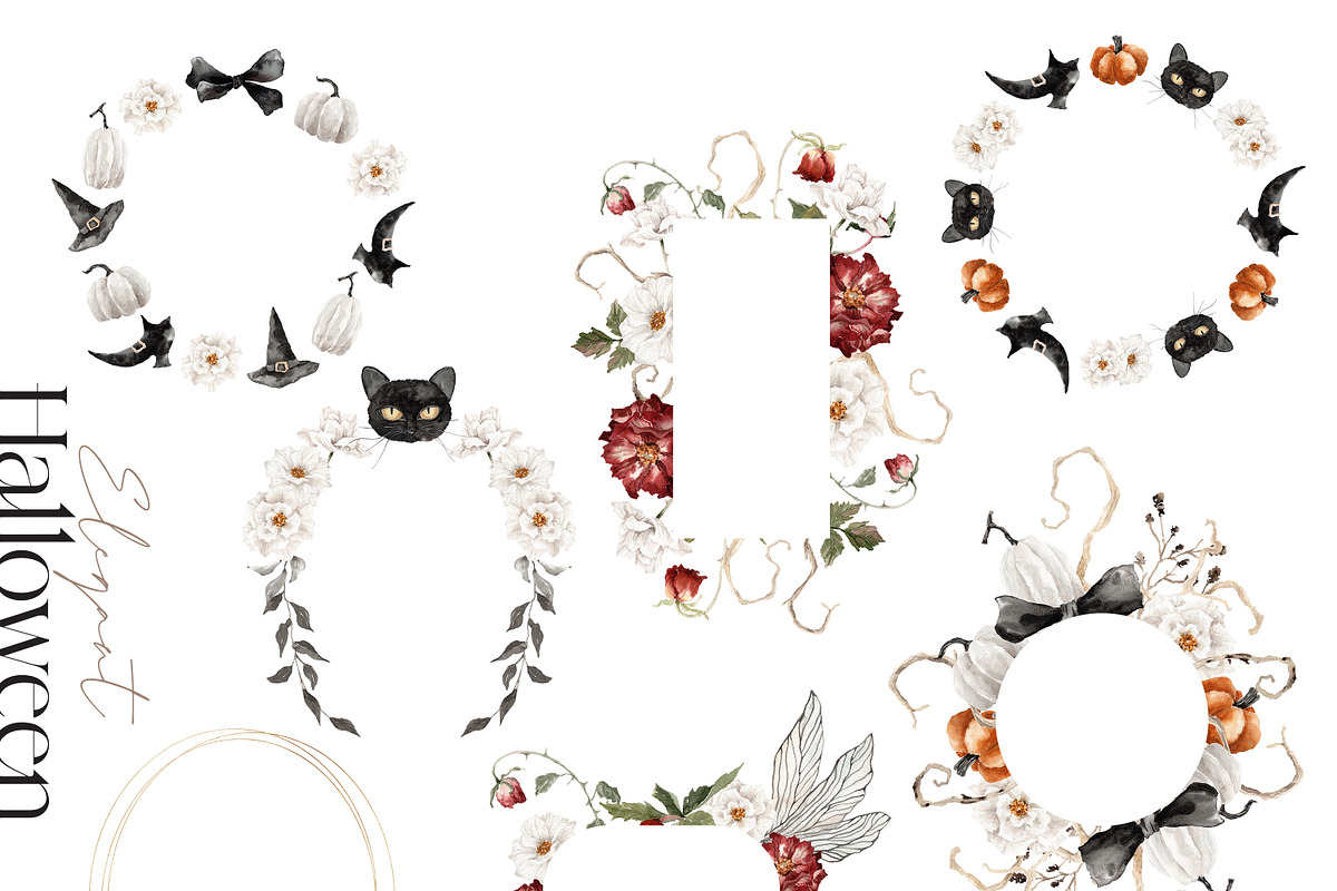 Watercolor Clipart-ELEGANT HALLOWEEN, a Decorative Illustration by Beigetime (Photo 8 of 10)