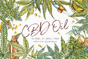 CBD Oil. Hemp illustration