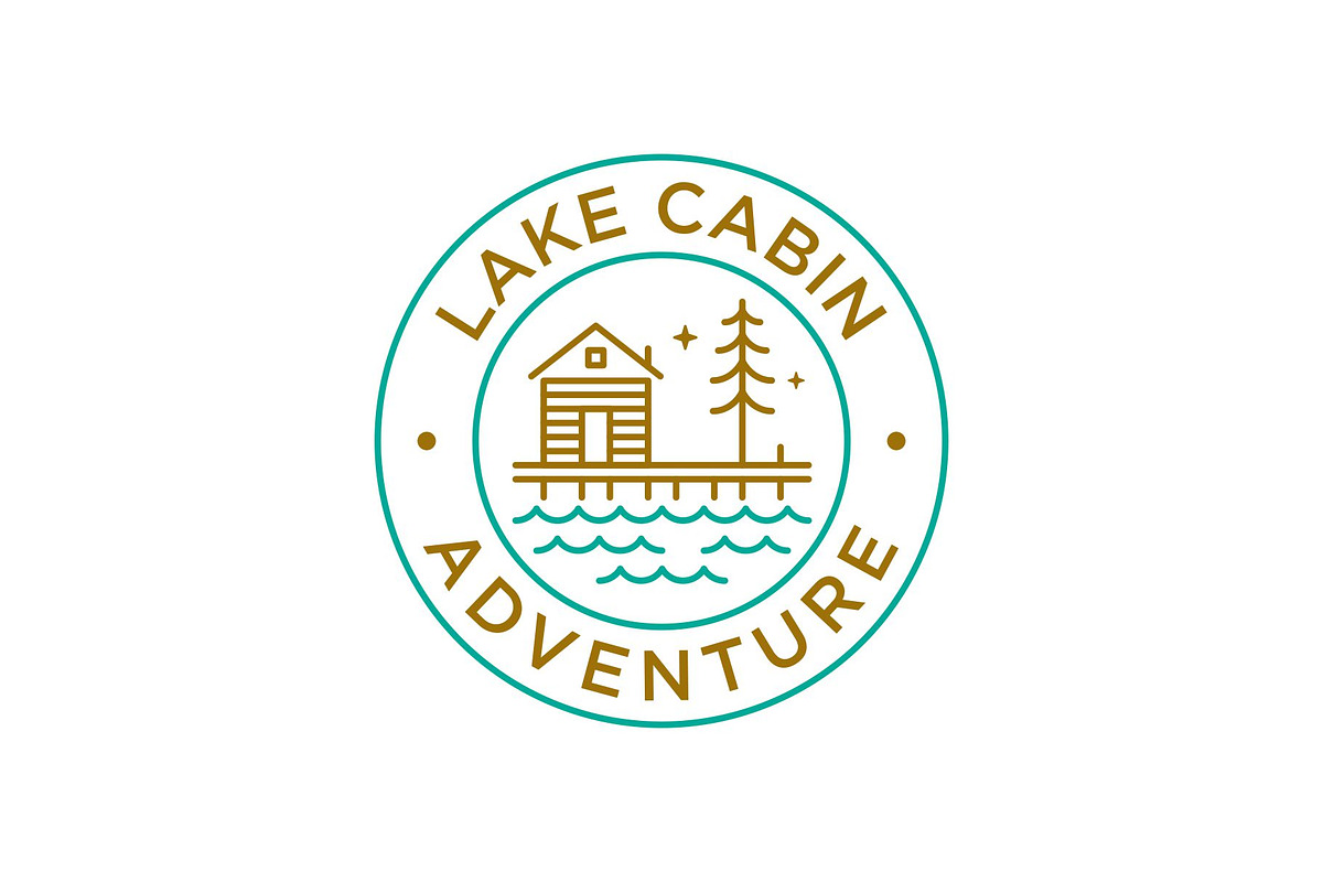 Vintage Retro Lake Cabin Logo