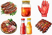 Watercolor BBQ Barbecue Clipart, an Illustration by Craft Nest (Thumbnail 5 of 11)