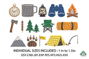 Camping Mini Embroidery Design, a Solid Icon by Craft Nest