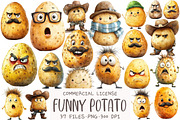 Funny Potato Watercolor Clipart, an Illustration by OK Design (Thumbnail 1 of 5)