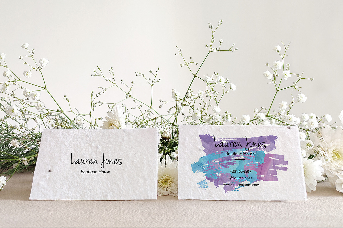 Watercolor Business Card  Template, a Business Card Template by Design Dock (Photo 2 of 3)