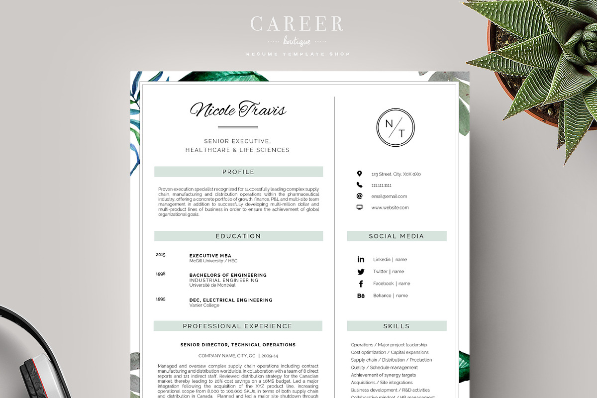 Modern Resume & CoverLetter Template, a Resume Template by careerboutique (Photo 1 of 6)